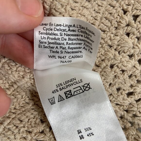 Eddie Bauer Cardigan Women's Petite XL Beige Hand Crocheted 3/4 Sleeve - Picture 7 of 12